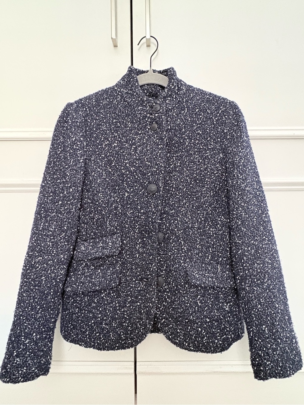 Rag & bone Women’s Navy Bouclé Button-Front Blazer Jacket